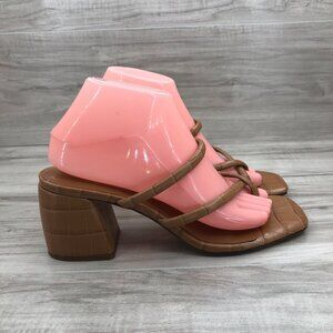 Antonio Melani Sandals Womens 9M Rexxza Brown Leather Slip On Heeled Shoes